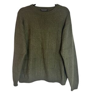 Grayson & Dunn 100% 2 Ply Cashmere Olive Green Crewneck Large Sweater